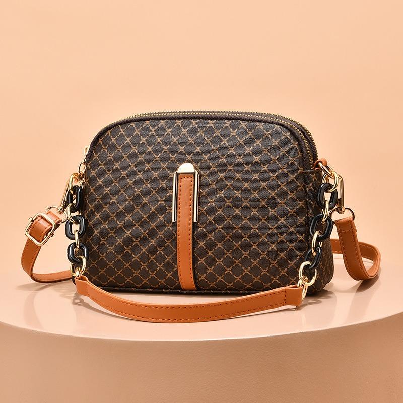 Популярная маленькая сумка, новая женская сумка через плечо с принтом, мягкая кожаная двухслойная сумка через плечо большой емкости