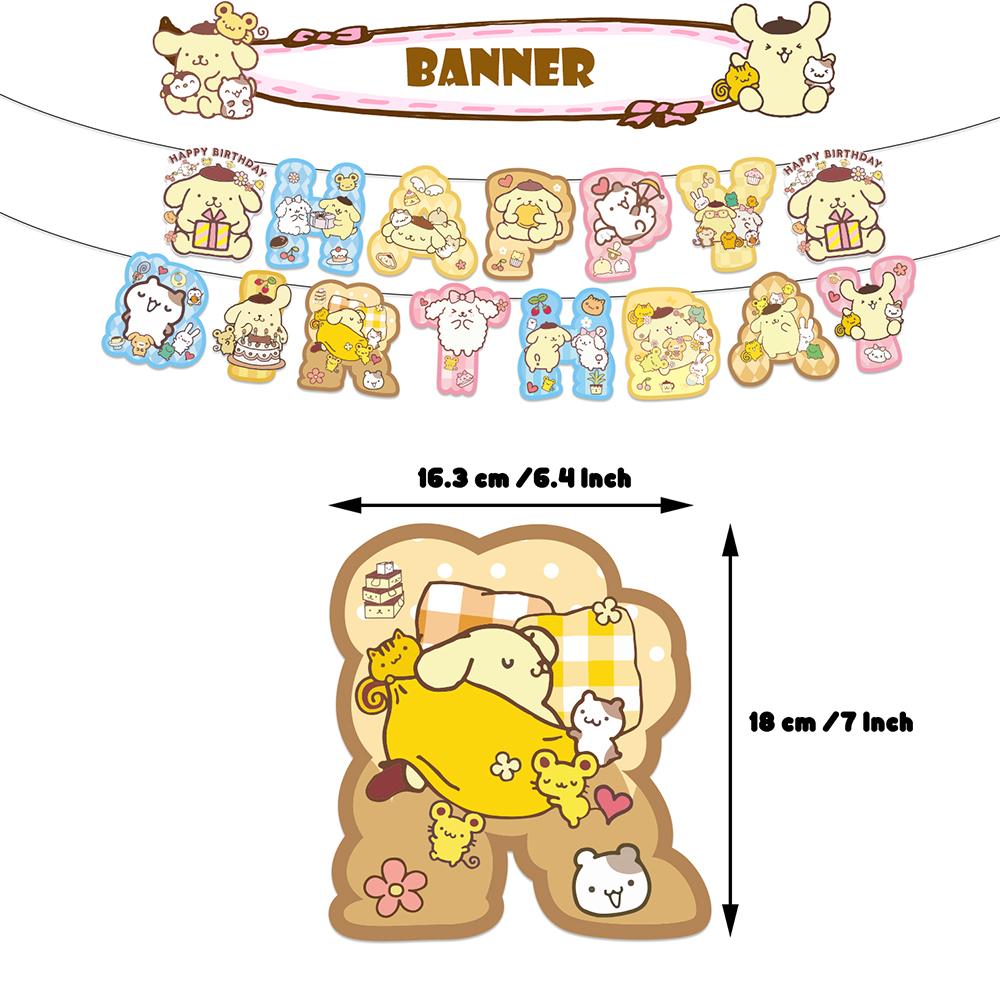 32pcs Pompompurin Party Decorations Included a Banner, Cake Toppers, Balloons