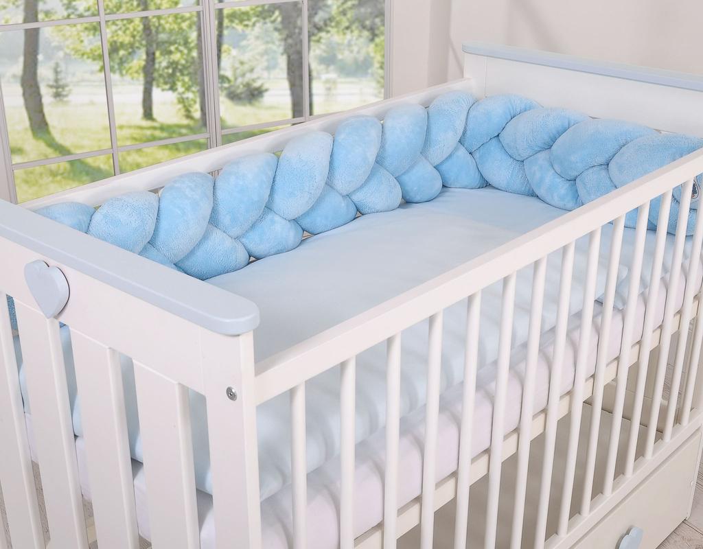 Braided MINKY bumper for a 180cm cot - blue
