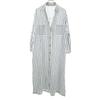 Linen Blend Stripe Long Sleeve Skipper Long Shirt Dress XXL Women Used