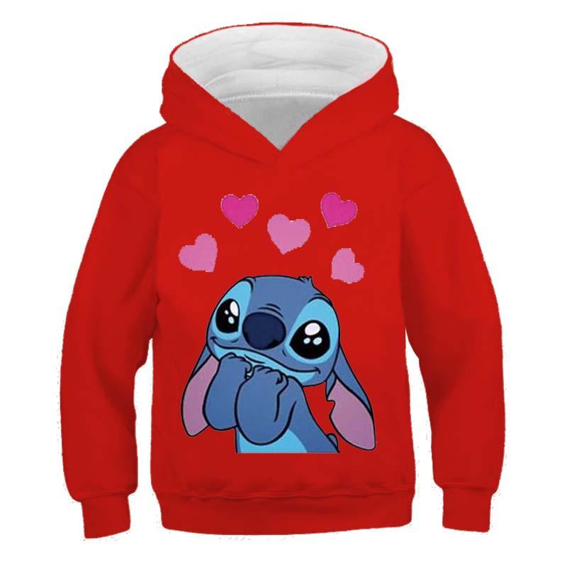 Толстовки с капюшоном MINISO New Stitch для девочек, осенне-зимняя толстовка с длинным рукавом Harajuku, повседневные топы с капюшоном в стиле Disney Series Stich
