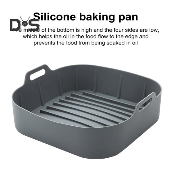 Silicone Air Fryer Baking Pan Liners with Handles Food-Grade Silicone Oven Liner Non-Stick Reusable Airfryer Accessories for 4-6 Qt Air Fryers