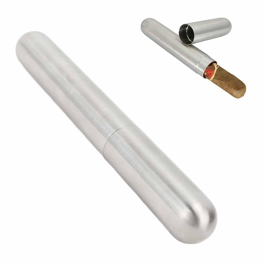 Travel Cigar Case Tube Stainless Steel Exquisite Moisture Retention Metal Cigar Case Tube for Men Women