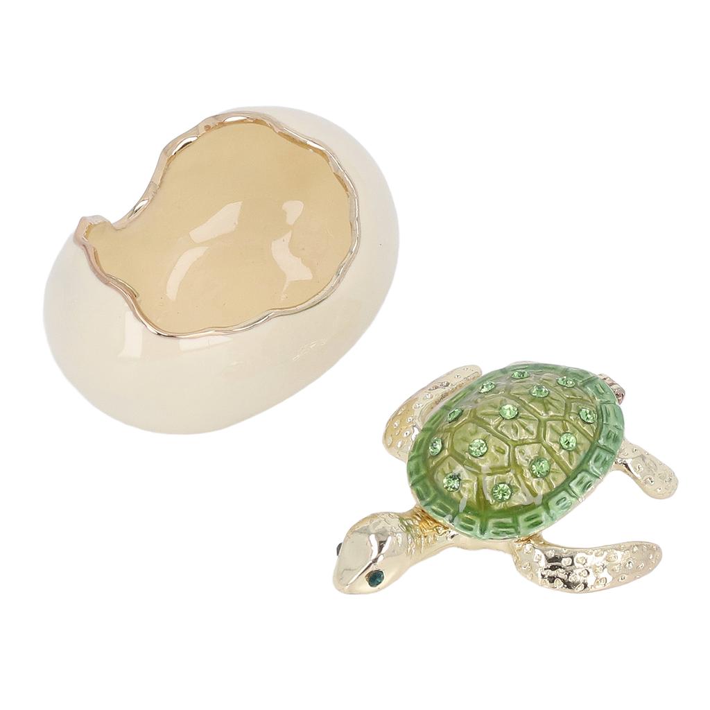 Hatching Turtle Trinket Box Green Hand Made Zinc Alloy Metal Baby Turtle Figurine Craft Jewelry Box