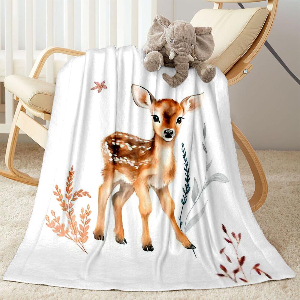 Baby Deer Illustration Blankets are suitable for living rooms,making them an ideal choice for outdoor travel and gifts.
