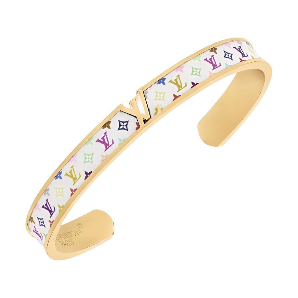 LOUIS VUITTON Metal, Fabric Bangles Women's Gold/White M1913