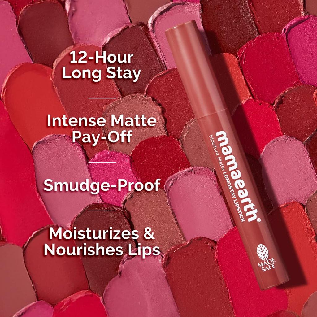 Mamaearth Moisture Matte Longstay Lipstick 2 G Bubblegum Nude With 12 Hour Stay And Avocado Oil