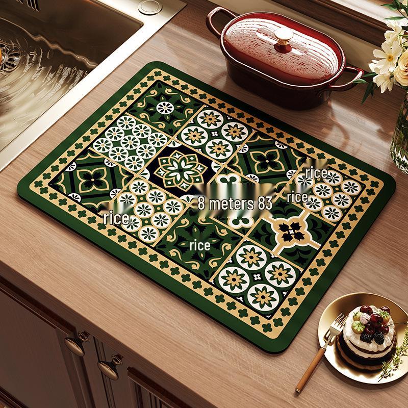 American Retro Quick-Dry Water-Absorbent Non-Slip Kitchen Mat for Countertops and Coffee Makers