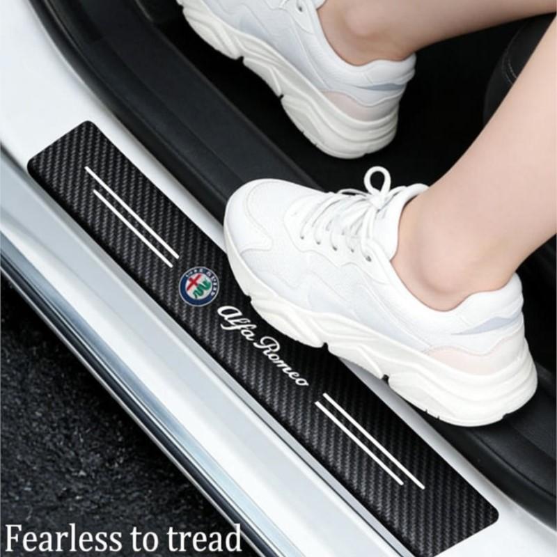 AAACN1 Car Door Sill Protector Plate Rear Trunk Bumper Strips Threshold Sticker Anti Scratch Covers for Alfa Romeo 159 156 147