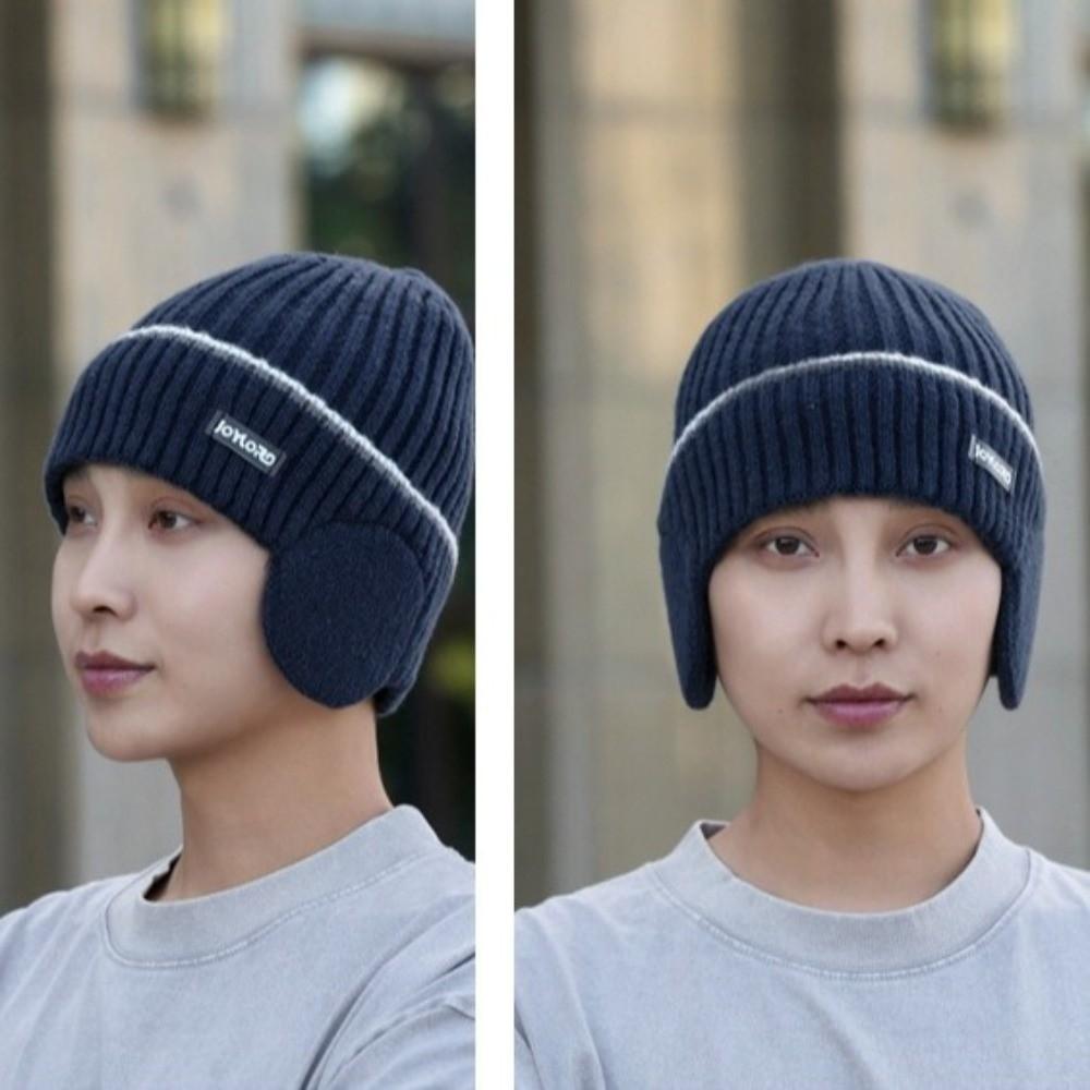 Warm Knitted Hat Thickened Ear Protector Cap Fashion Beanie Hat for Outdoor Sports