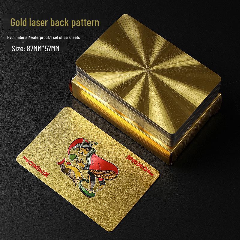 Luxury Gold PVC Playing Cards: Waterproof, Fold-Proof, Wear and Dirt Resistant, Washable.