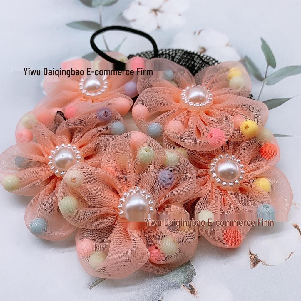 Детская жемчужная цветочная сетка для волос: Милый инструмент для укладки пучка для фестиваля и выступления