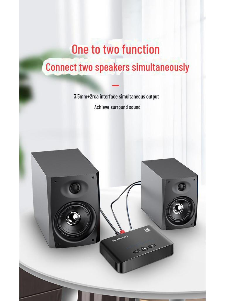 Адаптер Bluetooth-приемника NFC 5.0 без потерь для аудио усилителей и динамиков с разъемами 3,5 мм, RCA и совместимостью с USB-флеш-накопителем