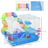 2-Tier Hamster Cage with Water Tank, Tray, Tube and Hamster Wheel, 46x30x37cm