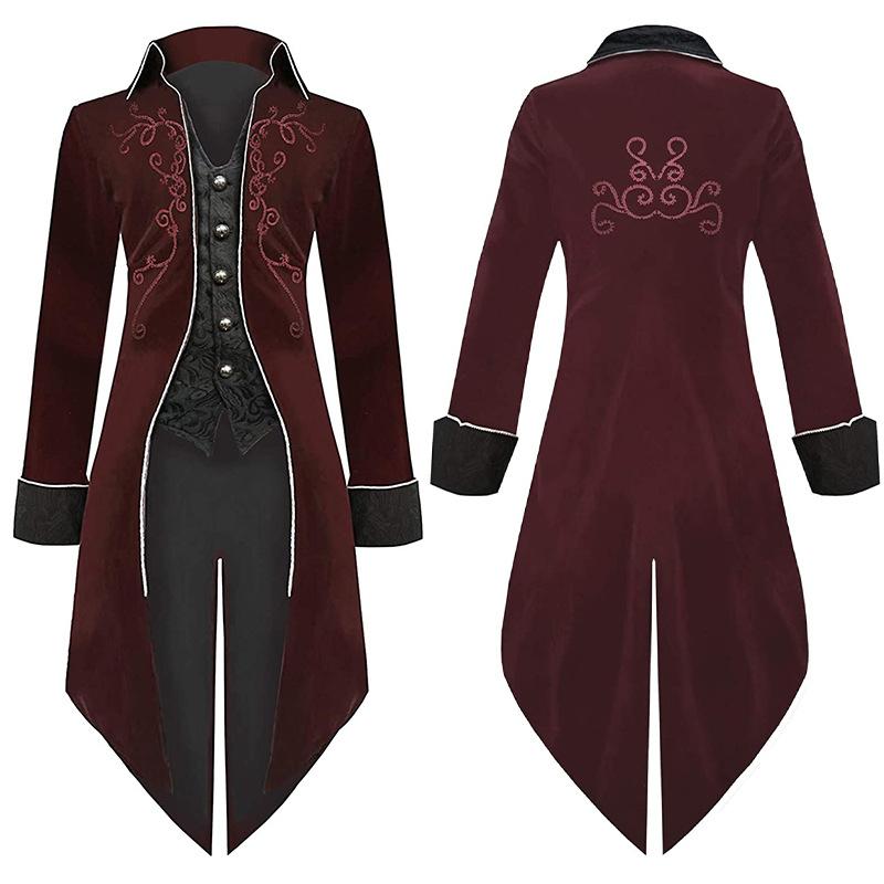 Новый средневековый ретро смокинг средней длины панк мужское пальто Хэллоуин косплей вампир принц костюм джентльмена для выпускного
