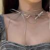 Ожерелье-чокер Spicy Girl на шею, новинка 2023 года, роскошный дизайн, розовое ожерелье с бантом и узлом в форме сердца для женщин для женщин