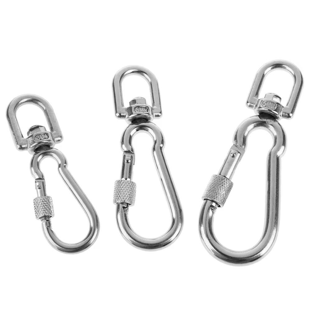 Portable Stainless Steel Snap Hooks Locking Quick Release Dog Leash Buckle Dog Leading Carabiner Clip For Dog Walking Camping