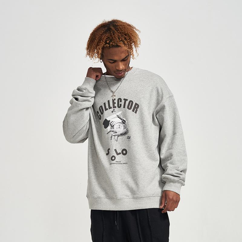 Весна и осень новый свитер мужской трендовый бренд свободный американский круглый вырез повседневная куртка пара длинный рукав топ мода