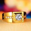 Men's Ring Hot Selling Jewelry Gold Domineering Square Zircon Ring Temperament Fashion Ring