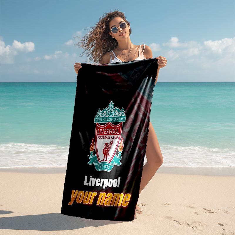Personalized customized proof beach towel with Liverpool FC logo pattern - soft, absorbent,quick-drying,perfect
