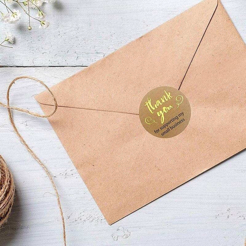 50-500pcs Lot Kraft Round Thank You Stickers Seal Labels Gold Cute Stickers Scrapbooking for Package Stationery Sticker 3 Fonts