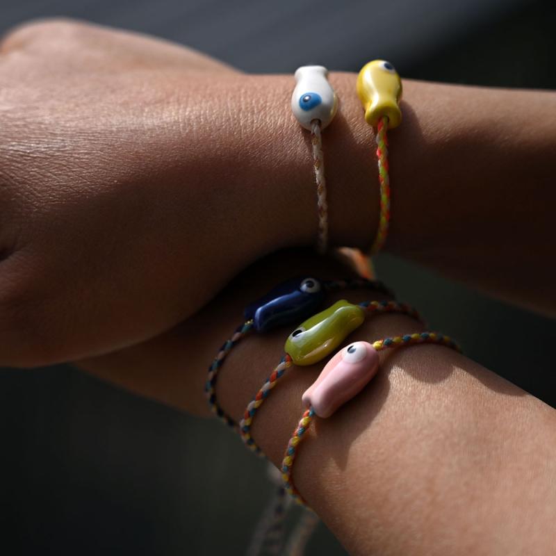 Bohemian Trendy Multicolored Pull-String Ceramic Fish Bracelet Jewelry Women For Wrist And Ankle
