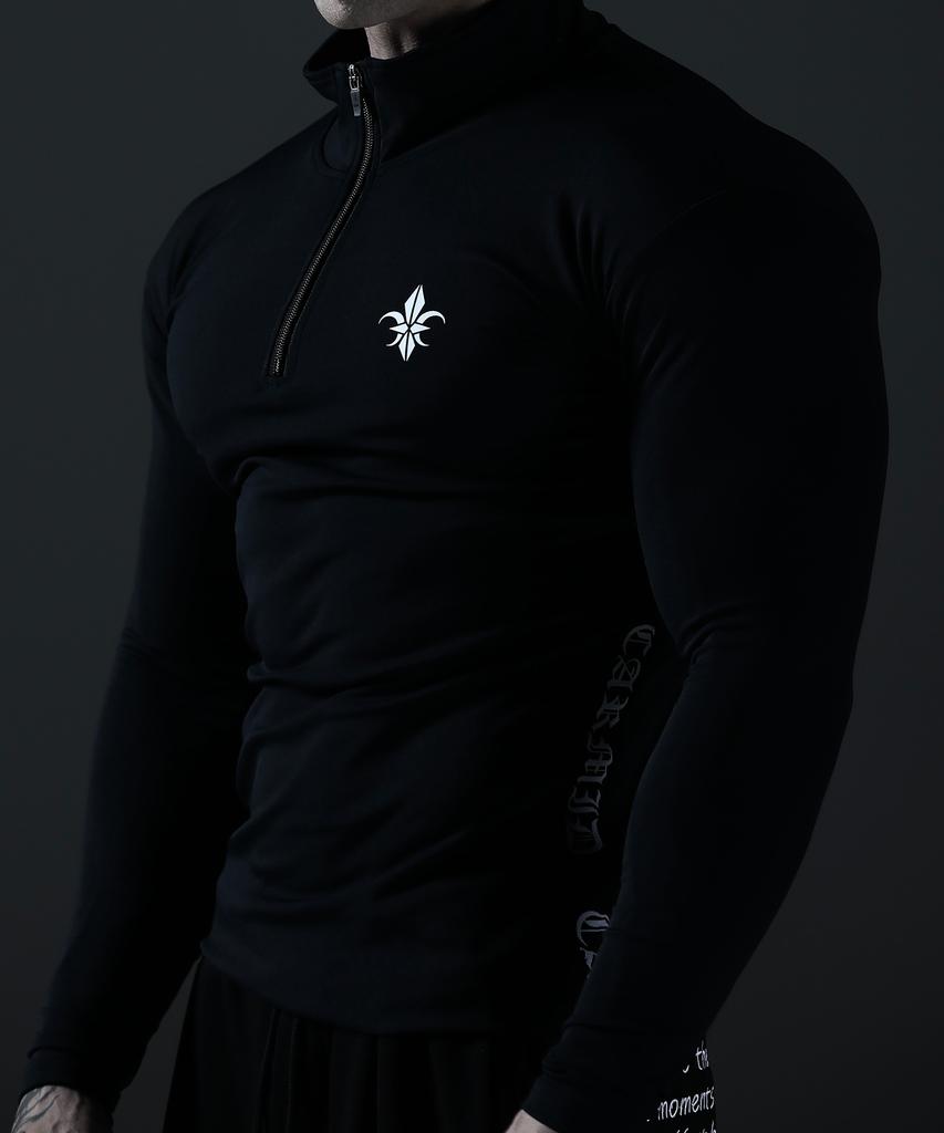 CARMID Compression Noble Banding Lettering Half-Zip Long Sleeve [Black]