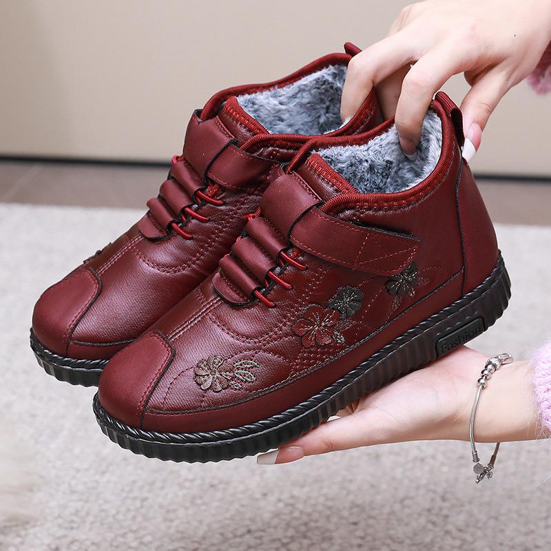 Женские зимние теплые ботинки для снега, нескользящие, водостойкие, на шнуровке, ботильоны, женская обувь, подкладка из искусственного меха, удобные ботинки для ходьбы на открытом воздухе