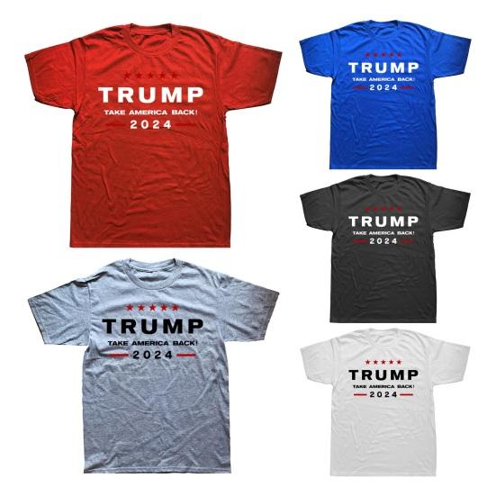 Летняя футболка 2024, выборы президента Трампа с буквенным принтом, индивидуальный круглый вырез, короткие рукава, свободный мягкий дышащий топ для кампании