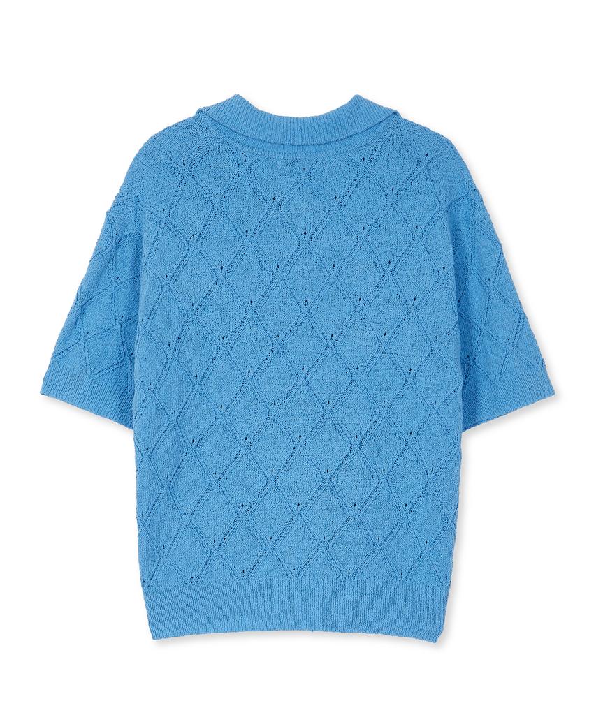 MMIC Inhale Collar Punching Half Knit Cotton Boucle_Blue