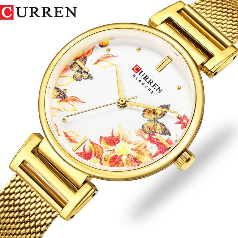 CURREN New Top Ladies Watch Fashion Quartz Simple Printing Butterfly Watch