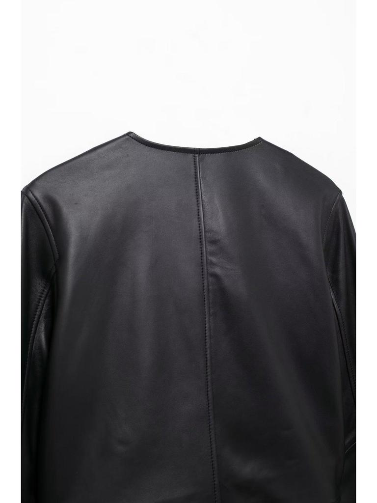 Весна 2025 Женский стильный европейский и американский комплект из короткой кожаной куртки и юбки