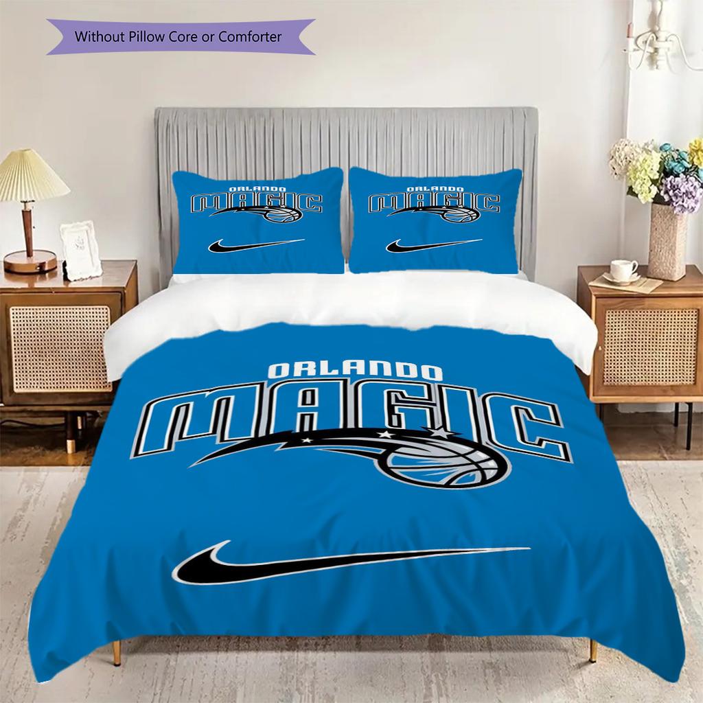 Magic Basketball Team Logo Three-piece set(1 * duvet cover + 2 * pillowcase, without core)Soft and comfortable Duvet cover and pillowcase