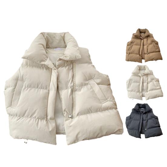 Женский пуховый жилет, легкая куртка без рукавов на молнии, теплая стеганая куртка на осень и зиму, повседневная верхняя одежда с карманами