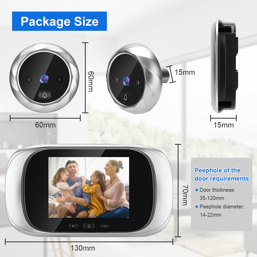 2.8 Inch LCD Digital Peephole Doorbell 90 Degree Door Eye Door Viewer Camera Night Vision Photo Door Ring Monitor
