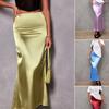 Spring Summer Simulated Silk Half Skirt Satin Half Skirt for Women's Casual Color Ding Bun Hip Skirt