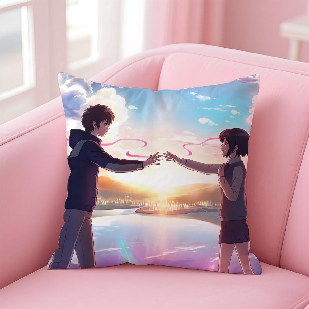 Anime YYou NameS Cushion Cover Pillow Case Soft Friendly Fabric Concealed Zipper