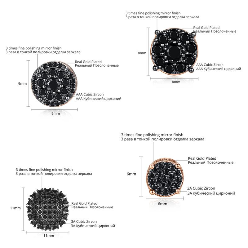 5 Стилей Элегантные Серьги-пусеты с Натуральным Черным Цирконом для Женщин Розовое Золото Высокое Качество Повседневные Изысканные Ювелирные Изделия