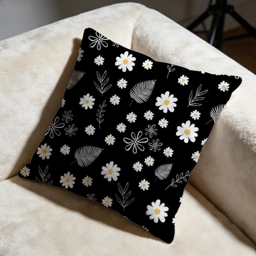 Daisy Flowers Cushion Cover Soft Decorative Pillow Case Suitable for Bedroom Sofa Car Travel Use