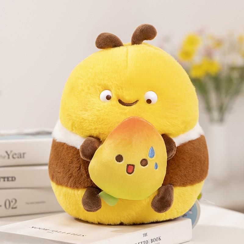 Charming Fluffy Plush Bee Doll Colorful Stuffed Animal Toy With Pp Cotton Filling