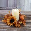Halloween Candle Ring Wreath Artificial Pumpkin Sunflower Maple Leaf Wreath Pillar Candle Holder for Wedding Home Table Decoration