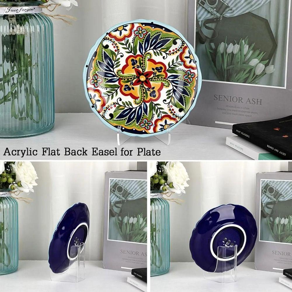 Shallow Support Ledges Acrylic Flat Plate Stand 60-Degree Angle Clear Display Easel Stand Back Durable Book Stand Displaying