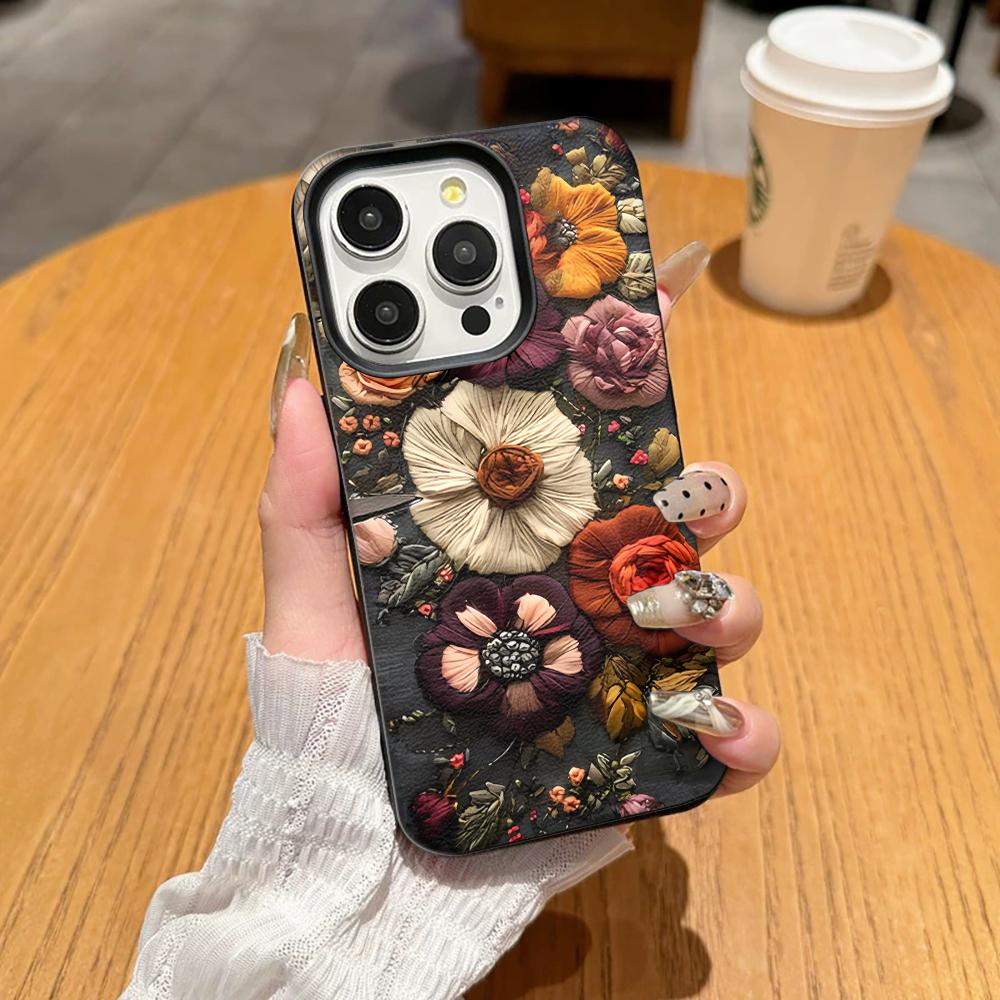 Персонализированный Цветочный Ретро Уникальный Чехол для Телефона Для Iphone 17 Air 16 16e 15 14 11 13 12 Pro Max Эстетичный Защитный Кожаный Чехол