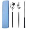 Travel Flatware Cutlery Set with Box Stainless Steel Dinnerware Set Chopstick Portable Fork Spoon Set Kitchen Tableware Set