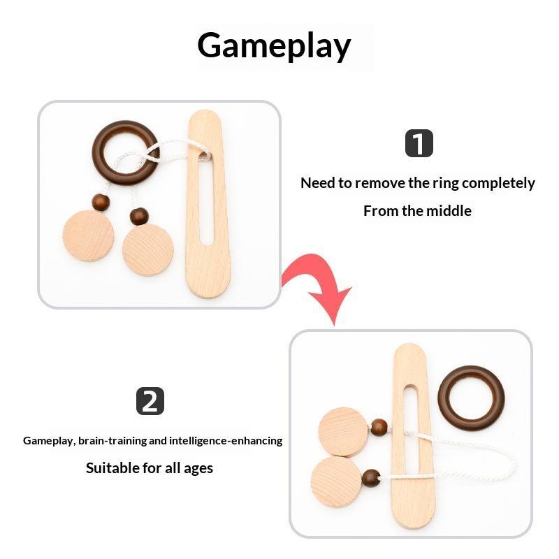 3D Wooden Interlocking Ring Puzzle IQ Challenge Brain Toy High Quality Solid Wood Perfect Classroom Prize for Elementary School Students