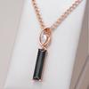 Длинное квадратное черное ожерелье-подвеска из натурального циркона для женщин, цвет розового золота, высокое качество, повседневные изысканные украшения