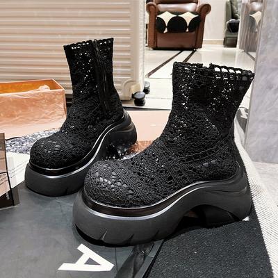 Женские ботильоны на высоком каблуке, дизайнерская обувь на платформе, осеннее платье, женские туфли-лодочки 2025, новая повседневная готическая спортивная обувь челси, женские ботинки