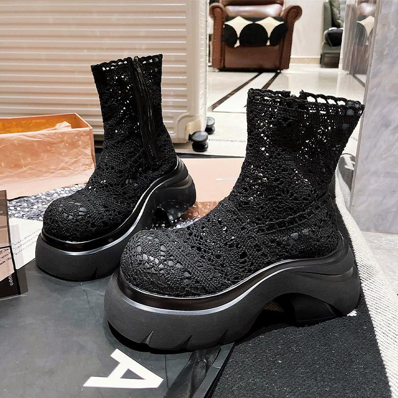 Модные женские ботильоны на высоком каблуке, дизайнерские туфли на платформе, осеннее платье, женские туфли-лодочки 2025, новая повседневная готическая спортивная обувь челси, женские ботильоны