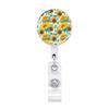 Flower Print Badge Holder Retractable Badge Holder Rotating ABS Badge Holder with Metal Clip for Nurse Doctor Student