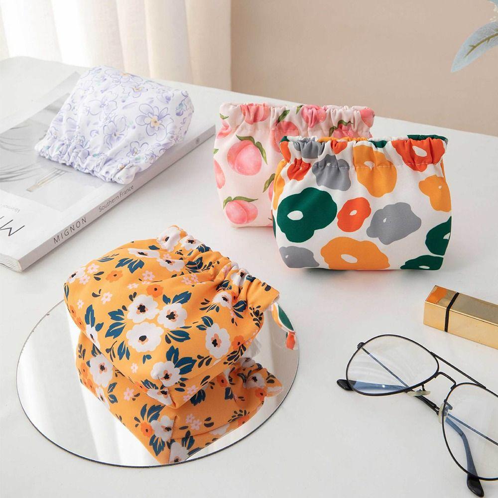 Peach Cosmetic Bag Cherry Leaf Spring Bag Sanitary Napkin Storage Bag Printing Coin Purse Women